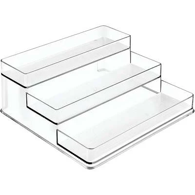 InterDesign 62130 Linus 3-Tier Stadium Spice Rack, Clear Plastic, 10.25 x 9.25 x 4 In.