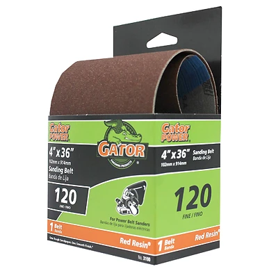 Gator 3190 Sanding Belt, 4 x 36 In., 120 Grit Fine, Aluminum Oxide