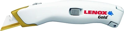 Gold 5-1/4 In. Retractable Utility Knife White 1 Pk With 3 Blades Included