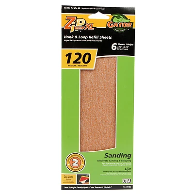 Gator 7245 Zip XL Refill Sanding Sheets, 120-Grit, 6-Pack