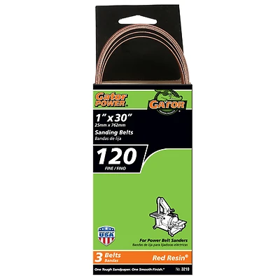 3-Pk., 1 x 30-In. 120-Grit Bi-Directional Sanding Belt