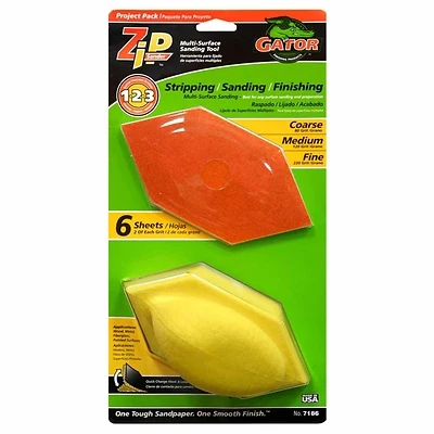 Gator 7186 Zip Sander Tool Kit, 6 In. L X 3 In. W, 80/120/220 Grit