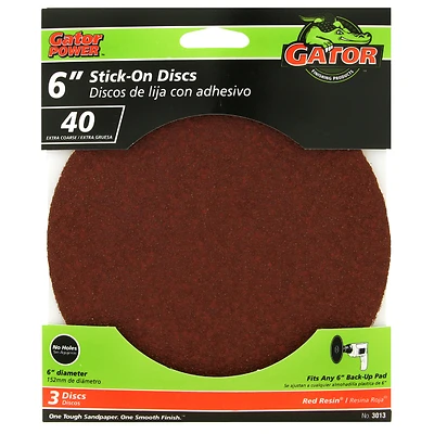 Stick-On Extra-Coarse Sanding Disc, 6 In., 3-Pk.