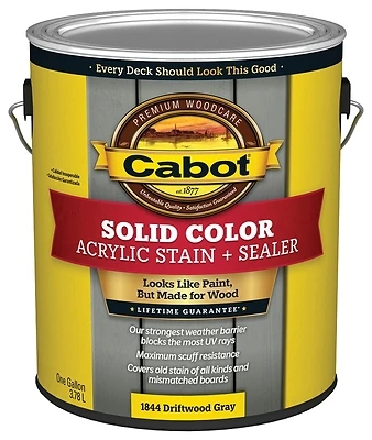 Cabot 140.0001844.007 Solid Decking Stain, Driftwood Gray, 1-Gallon