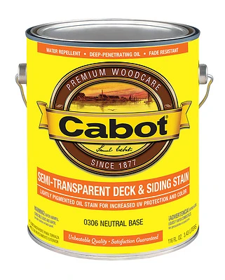 Cabot 0306-07 Semi-Transparent Stain, Neutral Base, 1 Gallon