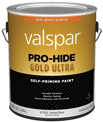 Pro-hide Gold Ultra Latex Semi-gloss Exterior House Paint, Pastel Base, 1 Gallon