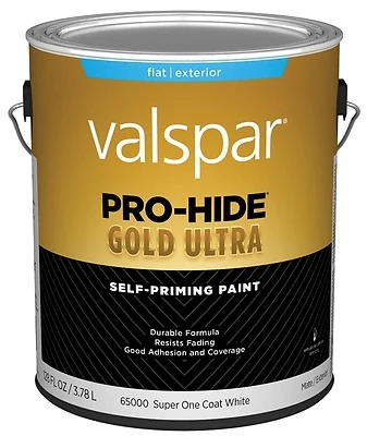 Latex Flat Exterior House Paint, 1 Gallon, Super One-coat White