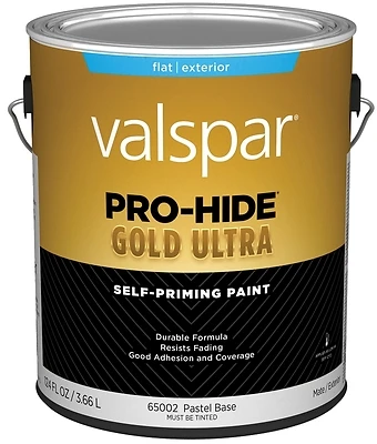 Pro-hide Gold Ultra Latex Flat Exterior House Paint, Pastel Base, 1 Gallon