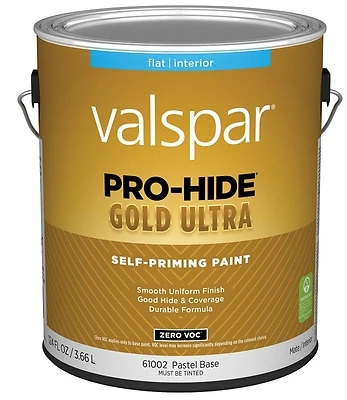 Pro-hide Gold Ultra Zero Voc Latex Flat Interior Wall Paint, Pastel Base, 1 Gallon