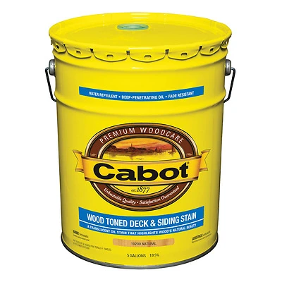 Cabot 19200-08 Wood Toned Deck & Siding Stain, Natural, 5-Gallons