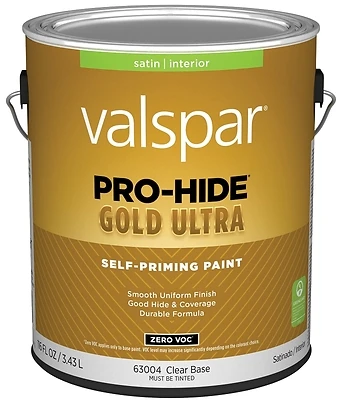 Pro-hide Gold Ultra Zero Voc Latex Satin Interior Wall Paint, Clear Base, 1 Gallon