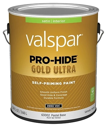 Pro-hide Gold Ultra Zero Voc Latex Satin Interior Wall Paint, Pastel Base, 1 Gallon
