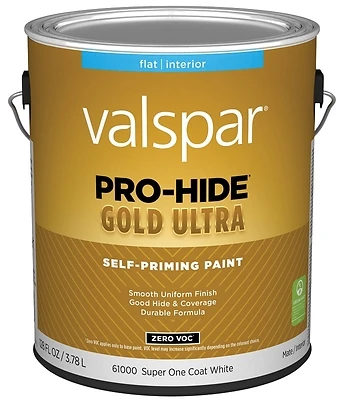Pro-hide Gold Ultra Zero Voc Latex Flat Interior Wall Paint, 1 Gallon, White