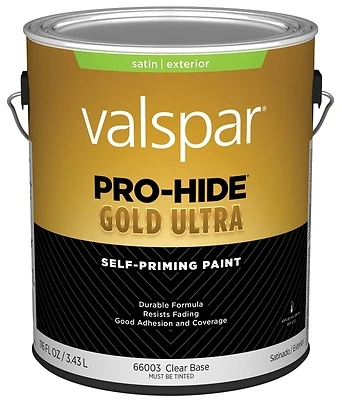 Pro-hide Gold Ultra Latex Satin Exterior House Paint, Clear Base, 1 Gallon