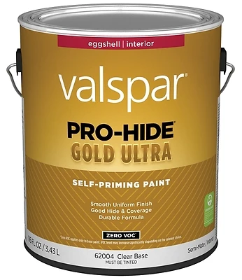 Pro-hide Gold Ultra Zero Voc Latex Eggshell Interior Wall Paint, Clear Base, 1 Gallon