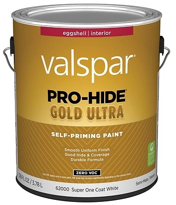 Pro-hide Gold Ultra Zero Voc Latex Eggshell Interior Wall Paint, 1 Gallon, White
