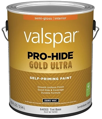 Pro-hide Gold Ultra Zero Voc Semi-gloss Interior Wall Paint, Tint Base, 1 Gal, 4 Pk