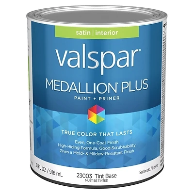Valspar Medallion Plus Satin Interior Paint & Primer, Tint Base, 1 Qt