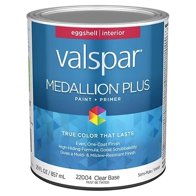 Valspar Medallion Plus Eggshell Interior Paint & Primer, Clear Base, 1 Qt