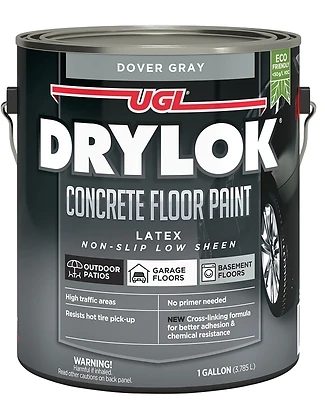 Drylok 832779 Concrete Floor Paint, Dover Gray, Low Sheen, 1 Gallon