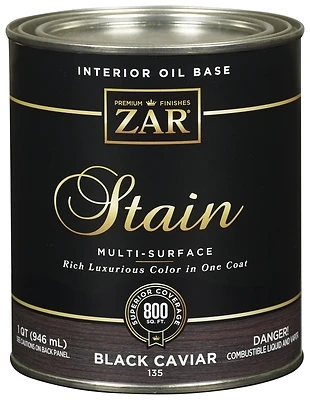 Zar 13512 Interior Wood Stain, Black Caviar, 1 Qt.