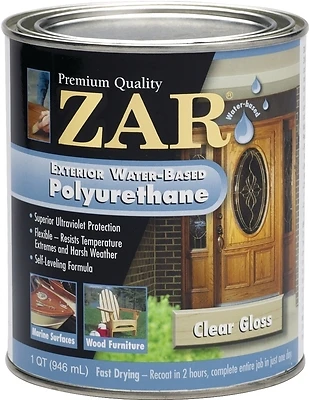 ZAR 32612 Exterior Polyurethane, Water-Based, Gloss, 1 Qt.