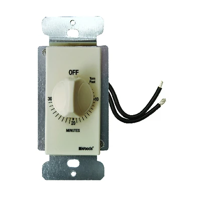 Woods 59715 In-Wall Countdown Timer, 20A 125V, 30 Min, Light Almond