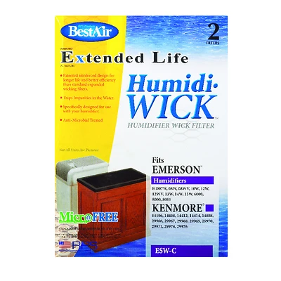 BestAir ESW Humidifier Wick Filter, 2-Pack