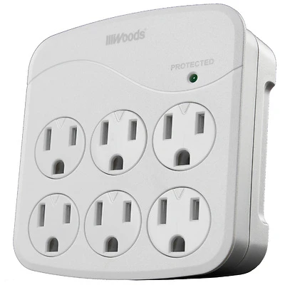 Woods 41076 Surge Protector, 6-Outlet, 15A, 1440 Joules, White