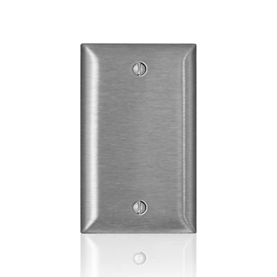 Leviton C Series SL13 Blank Wallplate, 4.54 in L, 2.79 in W, 1.8 in Thick, 1-Gang, 430 Stainless Steel, Stainless Steel