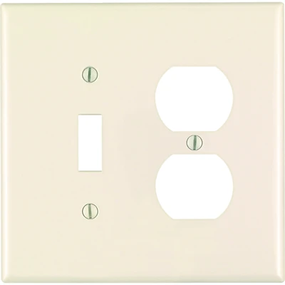 Leviton PJ18-T Combination Wallplate, 4-3/8 in L, 4.94 in W, Midway, 2-Gang, Nylon, Light Almond, Device Mounting