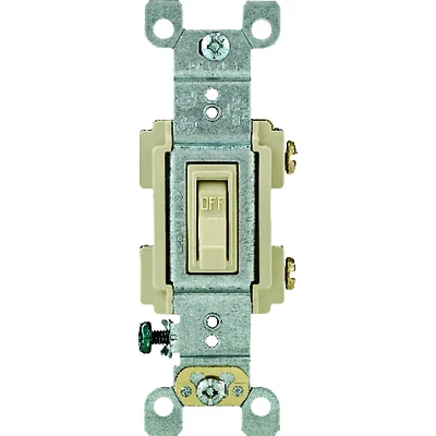 Leviton RS115-ICP Toggle Switch, 15 A, 120 V, 3-Position, Push-In, Side Wire Terminal, Thermoplastic Housing Material