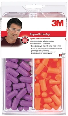 3M Tekk Protection 92059H80-DC Disposable Foam Earplugs, NRR 32dB, 80-Pr