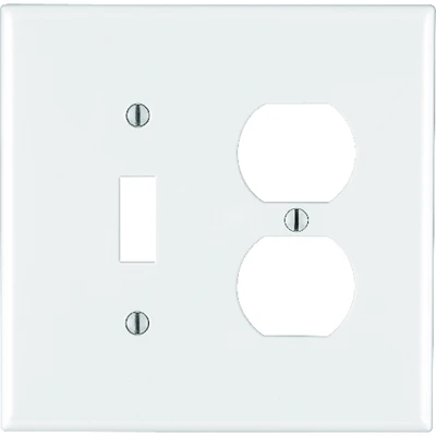 2-Gang Midway 1-Toggle 1-Duplex Combination Nylon Wall Plate, White