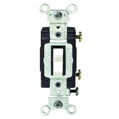 Leviton C22-05501-LHW Toggle Switch, 15 A, 120 V, Screw Terminal, Thermoplastic Housing Material, White
