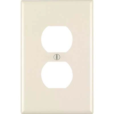 Leviton R56-78103-00T Wallplate, 5-1/4 in L, 3-1/2 in W, Jumbo, 1-Gang, Plastic, Light Almond, Smooth, Screw Mounting