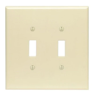 Leviton 86109 Wallplate, 5-1/4 in L, 5.31 in W, 2-Gang, Thermoset Plastic, Ivory