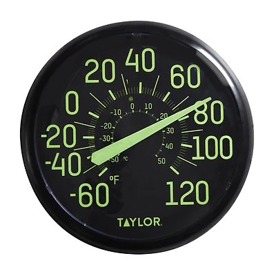 13.25 In. Glow In Dark Dial Thermometer - Indoor & Outdoor Use