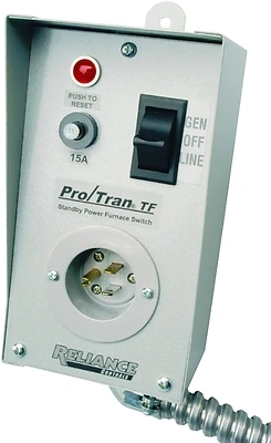 Reliance Controls TF151W Furnace Transfer Switch, 15A, 120V, Surface Mount