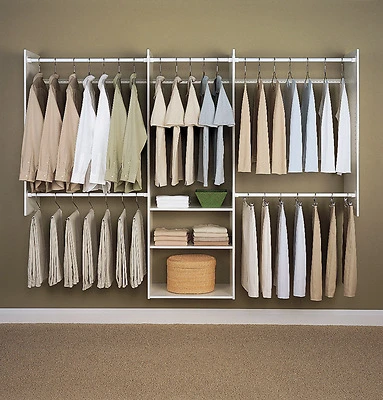 Deluxe Starter Closet System, Fits 4' To 8', Includes 2 Vertical Panels, 3 Shelves, 5 Rods