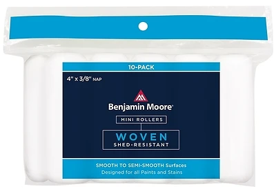 Benjamin Moore U66302-018 Woven Mini Roller Cover, 4 x 3/8 In. Nap, 10-Pack