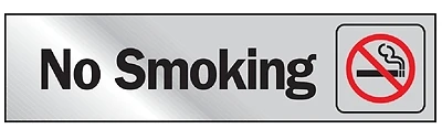 Hy-Ko 472 No Smoking Sign, Vinyl, Silver, 2 In. x 8 In.