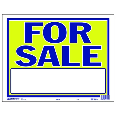 Hy-ko 14.5 X 18.5 Inch Neon For Sale Sign, Blue On Yellow Background