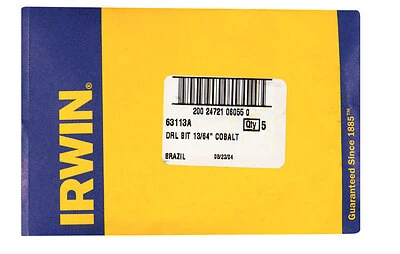 13/64 In. X 3-5/8 In. L Cobalt Steel Drill Bit Straight Shank