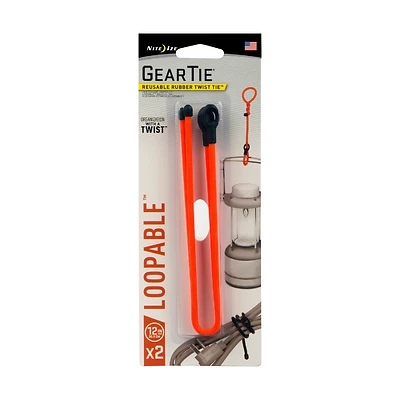 Gear Tie 12 In. Loopable Twist Ties - Bright Orange (2 Pk) - Model Gls12-31-2r3