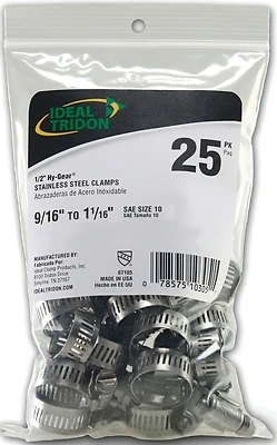 1/2 In. To 1-1/16 In. Stainless Steel Worm Gear Hose Clamps (25 Pk)