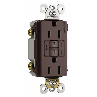 Pass & Seymour GFCI Receptacle, Self Testing, 15A, Dark Bronze