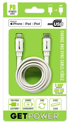 USB-C to Apple Lightning Charge/Sync Cable, 3 Ft.