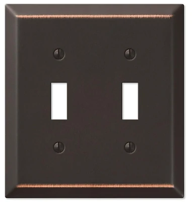 Amerelle 163TTDB Century 2-Gang Toggle Wall Plate, Stamped Steel, Aged Bronze