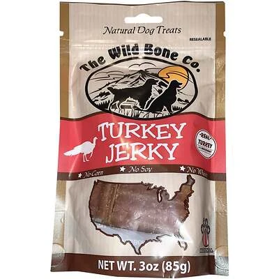 Wild Bone Co 1920.6 Turkey Jerky Dog Treat, Grain-Free, 3 Oz
